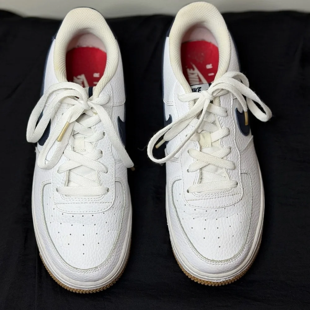 Nike Air Force 1 Low Gs “White Obsdian” Basketball Sneaker size 7Y